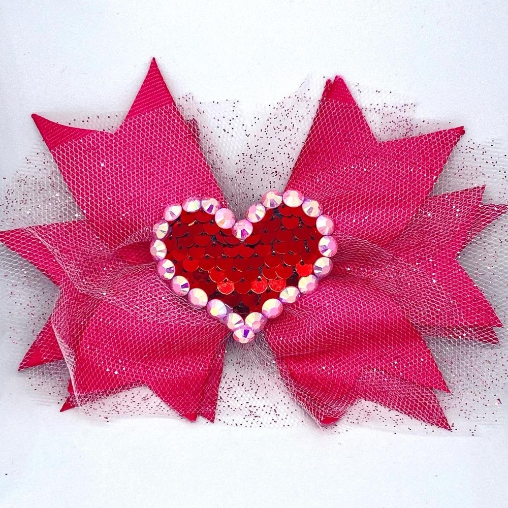 🎀 6” Handmade Valentine Hair Bow 🎀